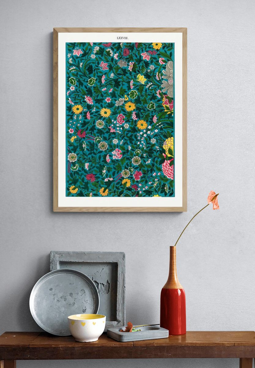 Green botanical pattern, Examples Chinese. — room view 3