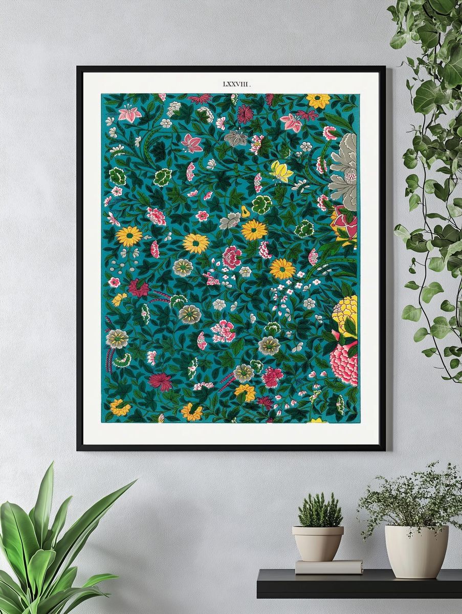 Green botanical pattern, Examples Chinese. — room view 4