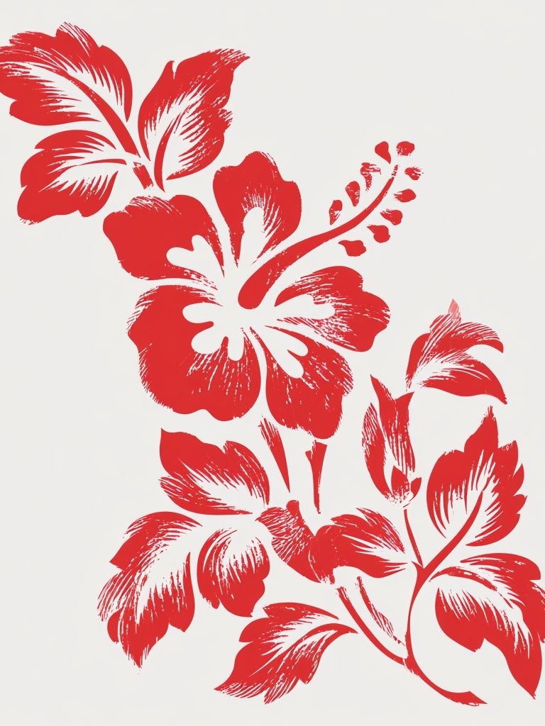 Red Hibiscus Botanical Print. poster detail