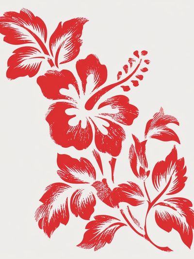 Red Hibiscus Botanical Print. poster