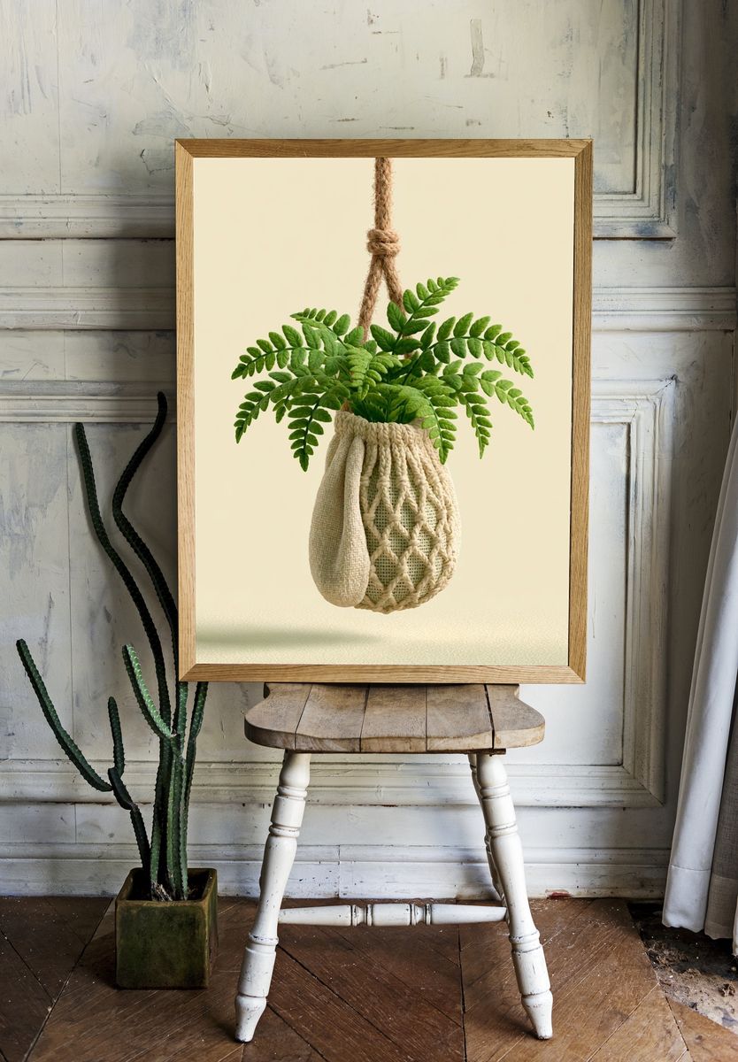 Hanging Fern Boho Chic Poster. — room view 1
