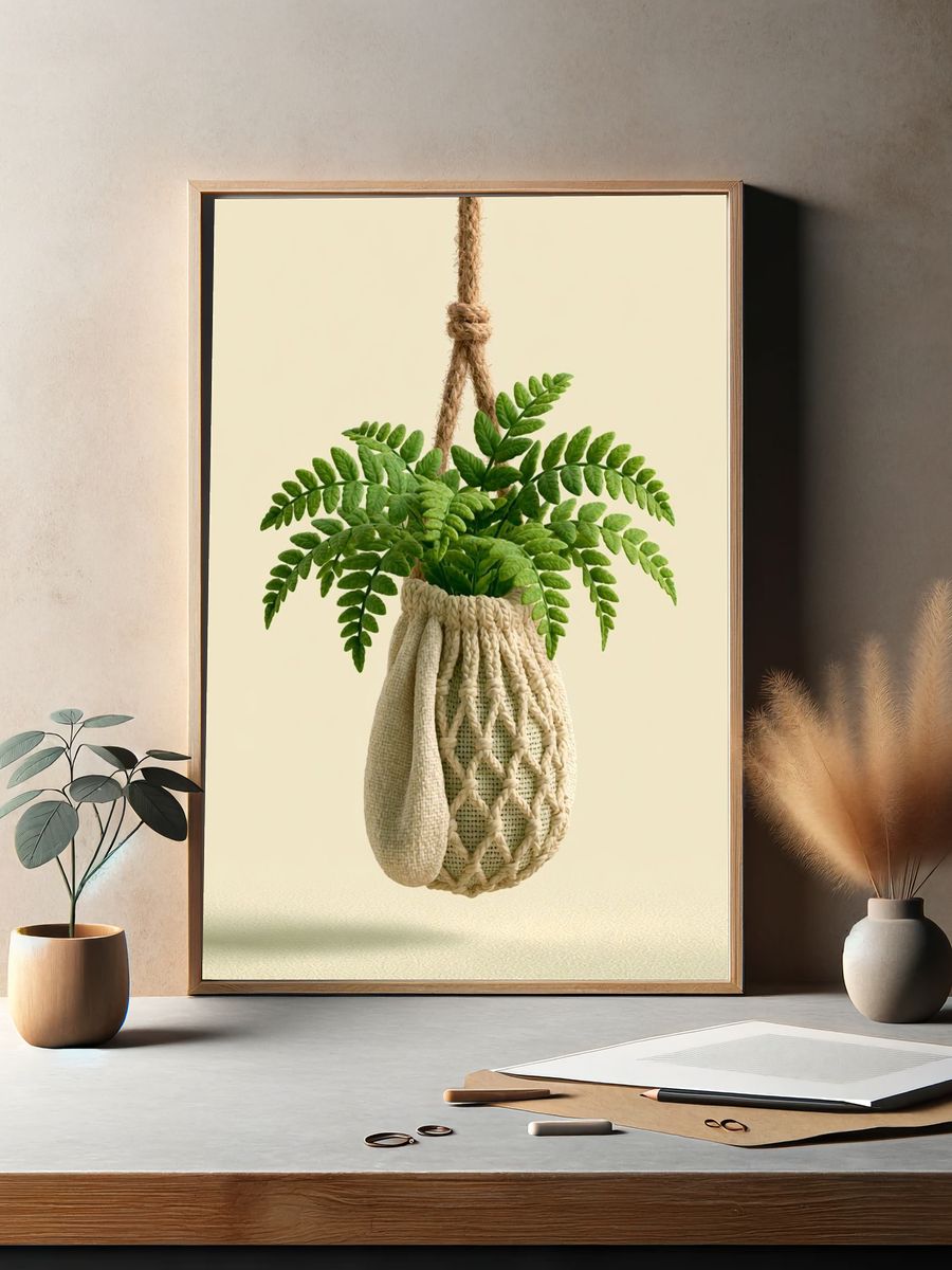 Hanging Fern Boho Chic Poster. — room view 2