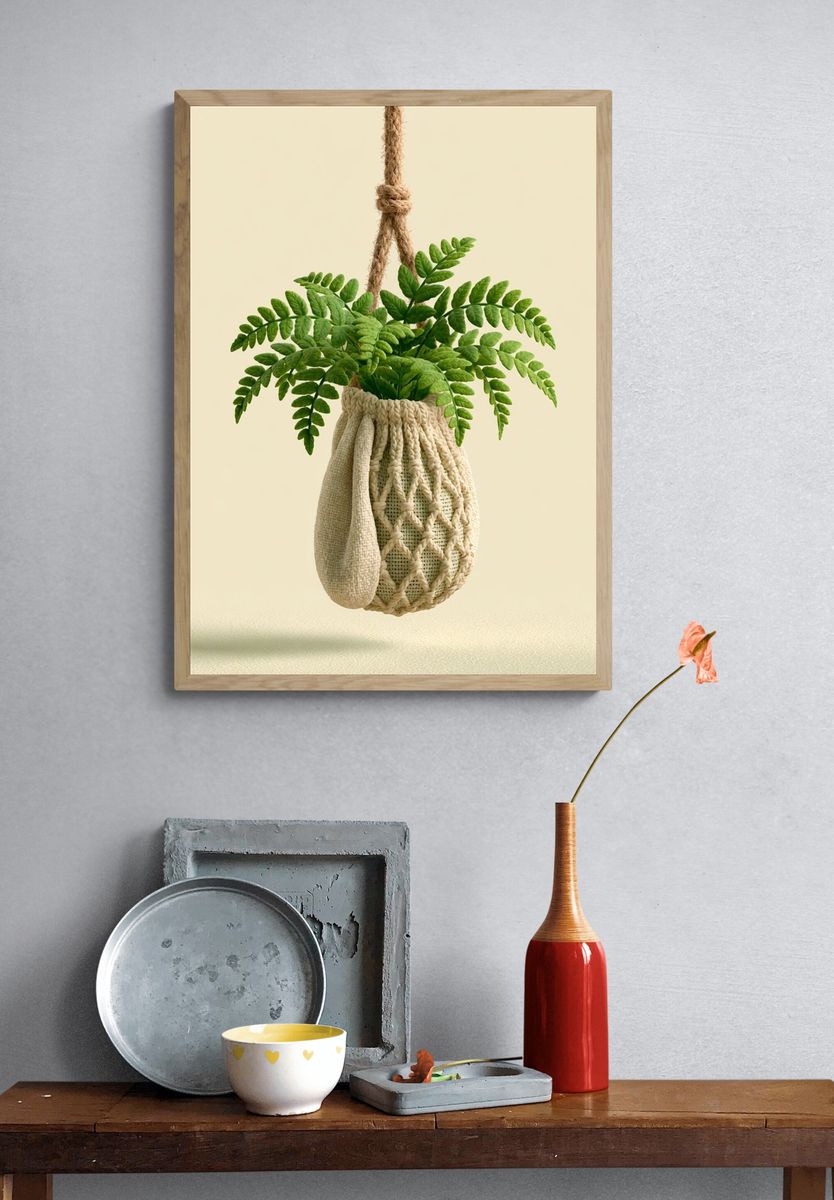 Hanging Fern Boho Chic Poster. — room view 3