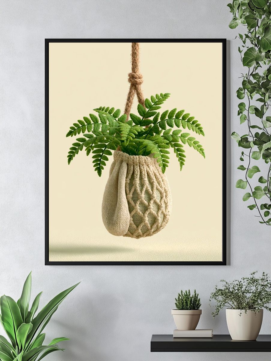 Hanging Fern Boho Chic Poster. — room view 4