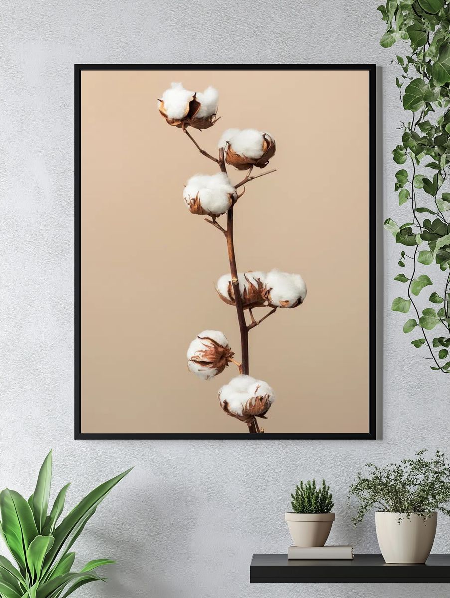 Dried fluffy cotton flower branch. — room view 4