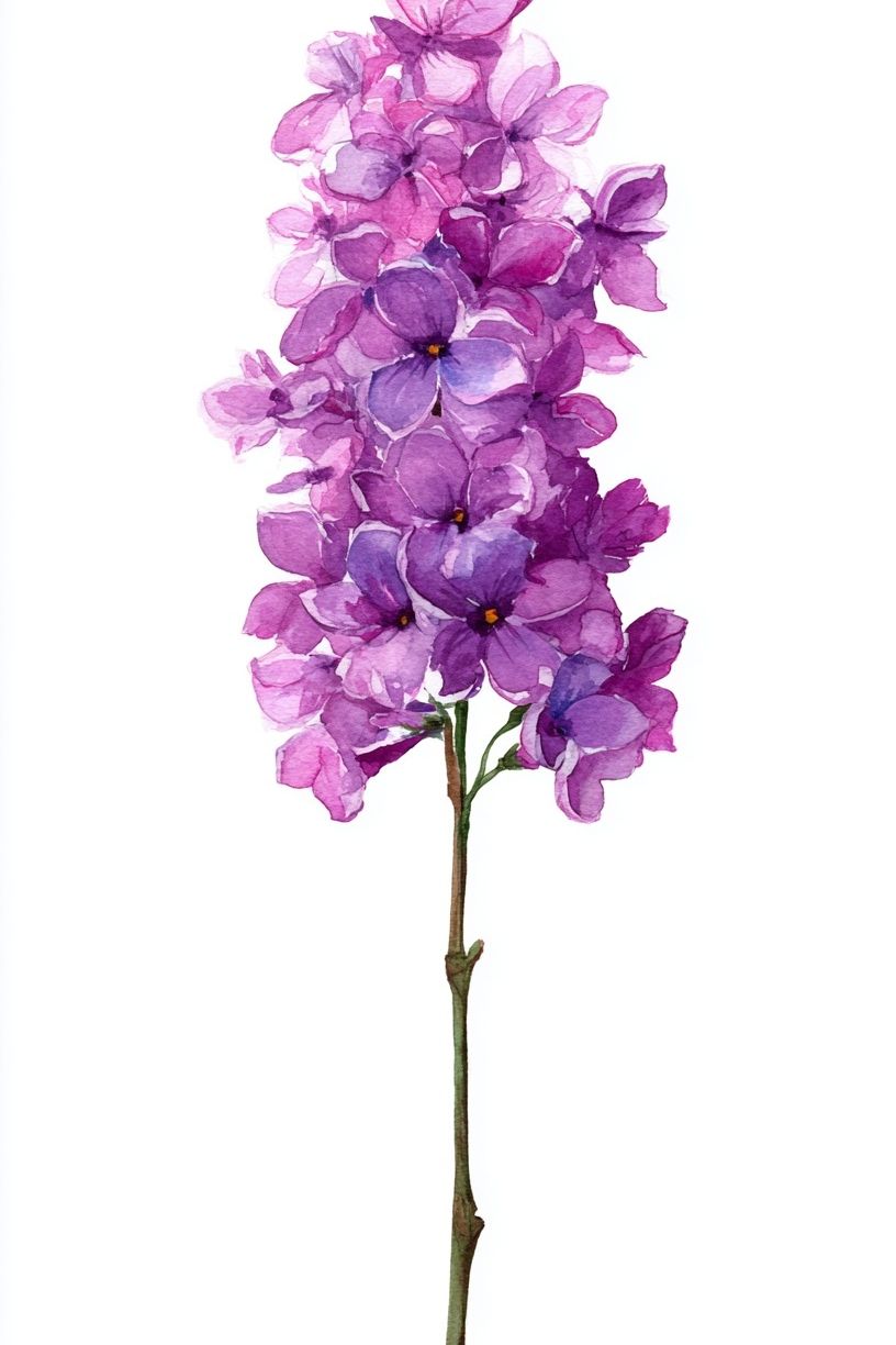 Purple Hydrangea Watercolor Print. poster detail