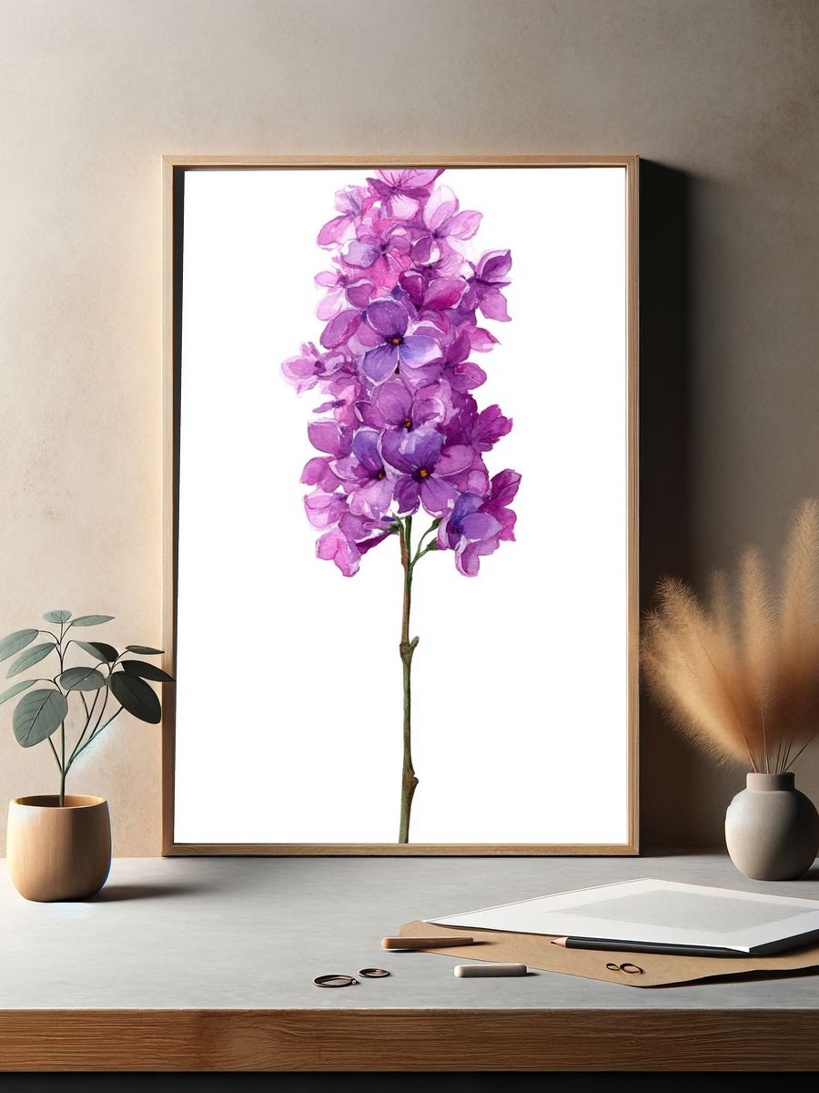 Purple Hydrangea Watercolor Print. — room view 2