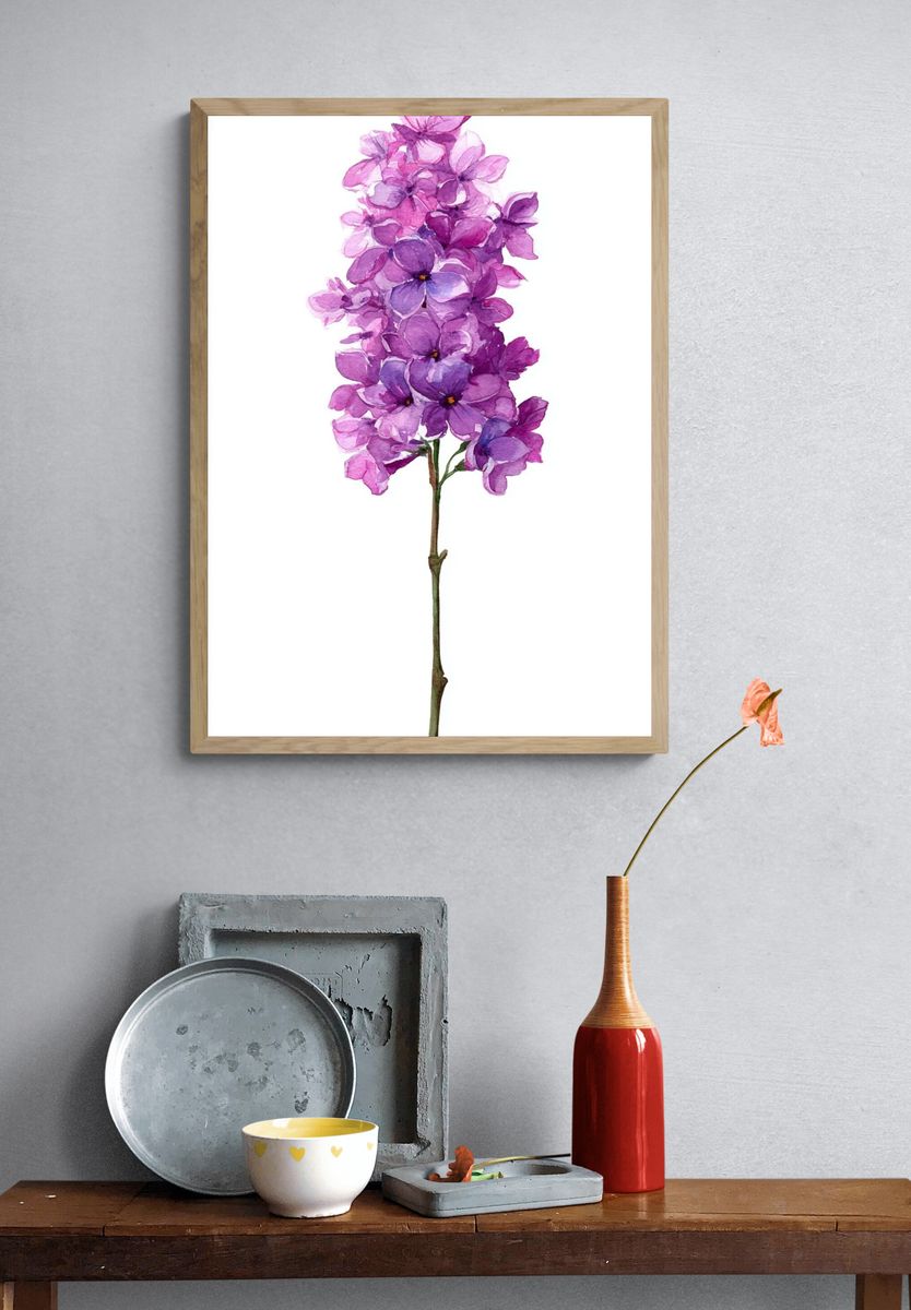 Purple Hydrangea Watercolor Print. — room view 3