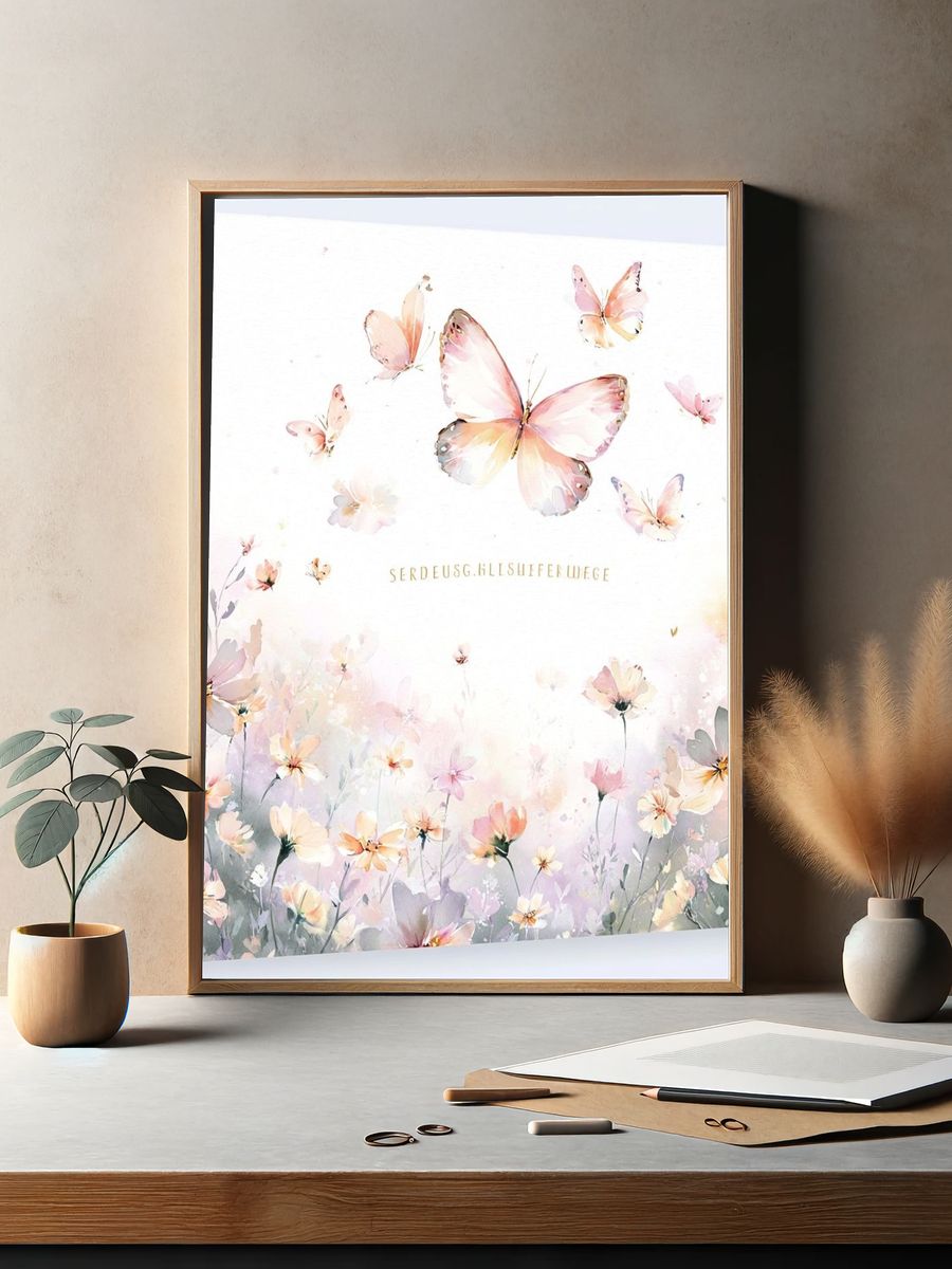 Pastel Butterfly Meadow Print. — room view 2