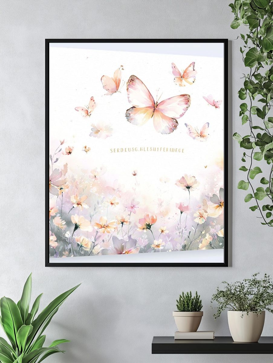 Pastel Butterfly Meadow Print. — room view 4