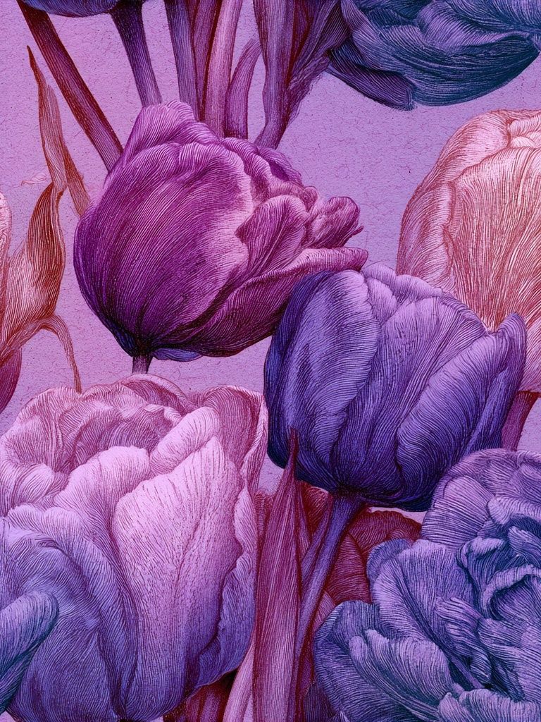 Purple Tulip Bloom Botanical Print. poster — botanical art