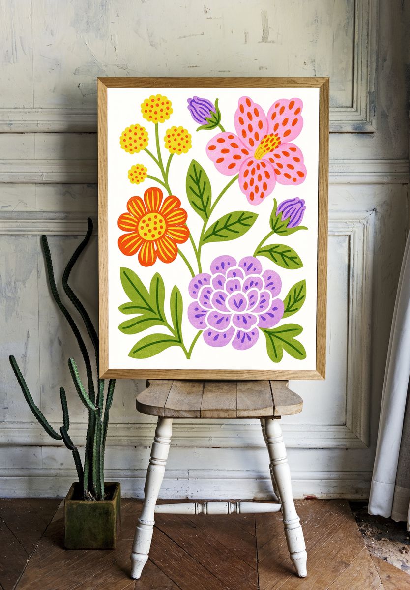 Whimsical Floral Illustration Poster. room preview