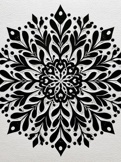 Black Floral Mandala Print.