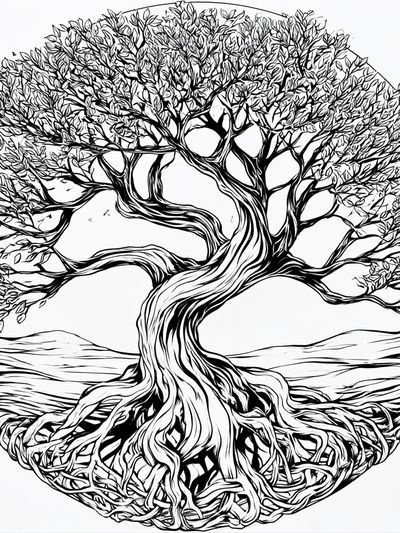 Twisted Tree of Life Illustration Poster. poster
