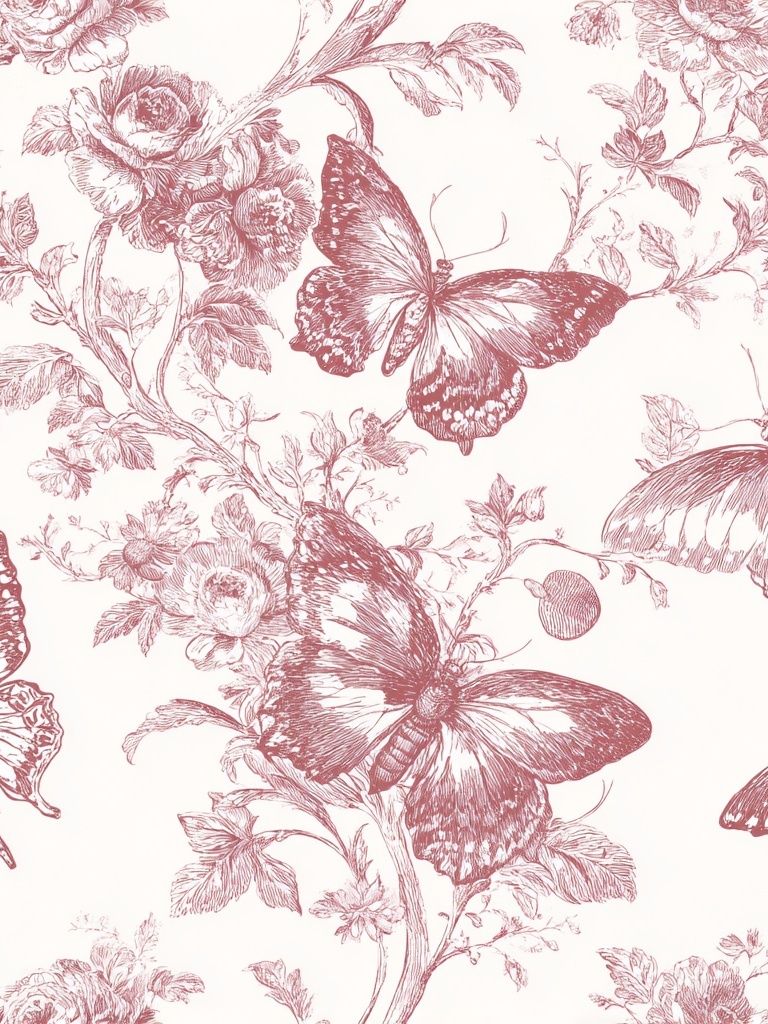 Butterfly Botanical Toile Print. poster detail