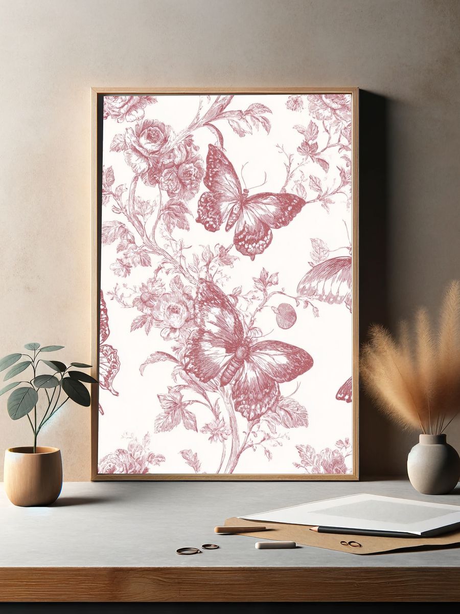 Butterfly Botanical Toile Print. — room view 2