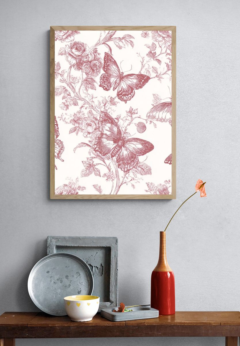 Butterfly Botanical Toile Print. — room view 3