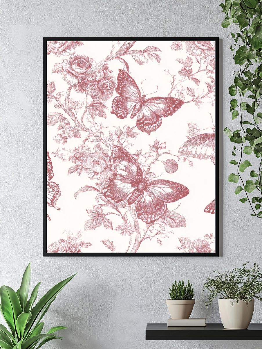 Butterfly Botanical Toile Print. — room view 4