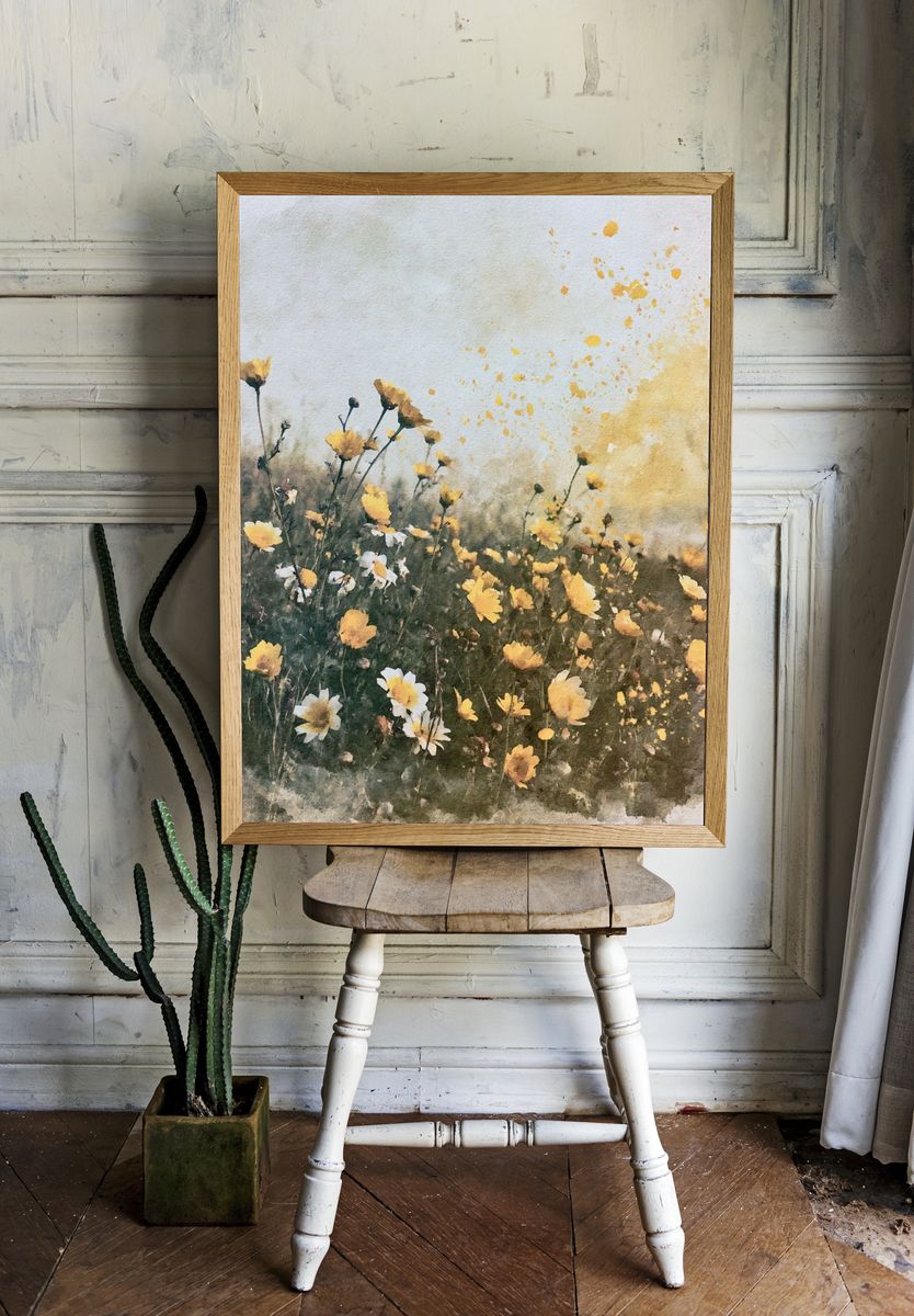 Wildflower Meadow Watercolor Print. — room view 1