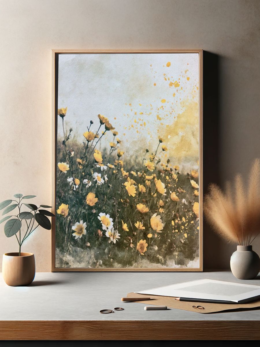 Wildflower Meadow Watercolor Print. — room view 2