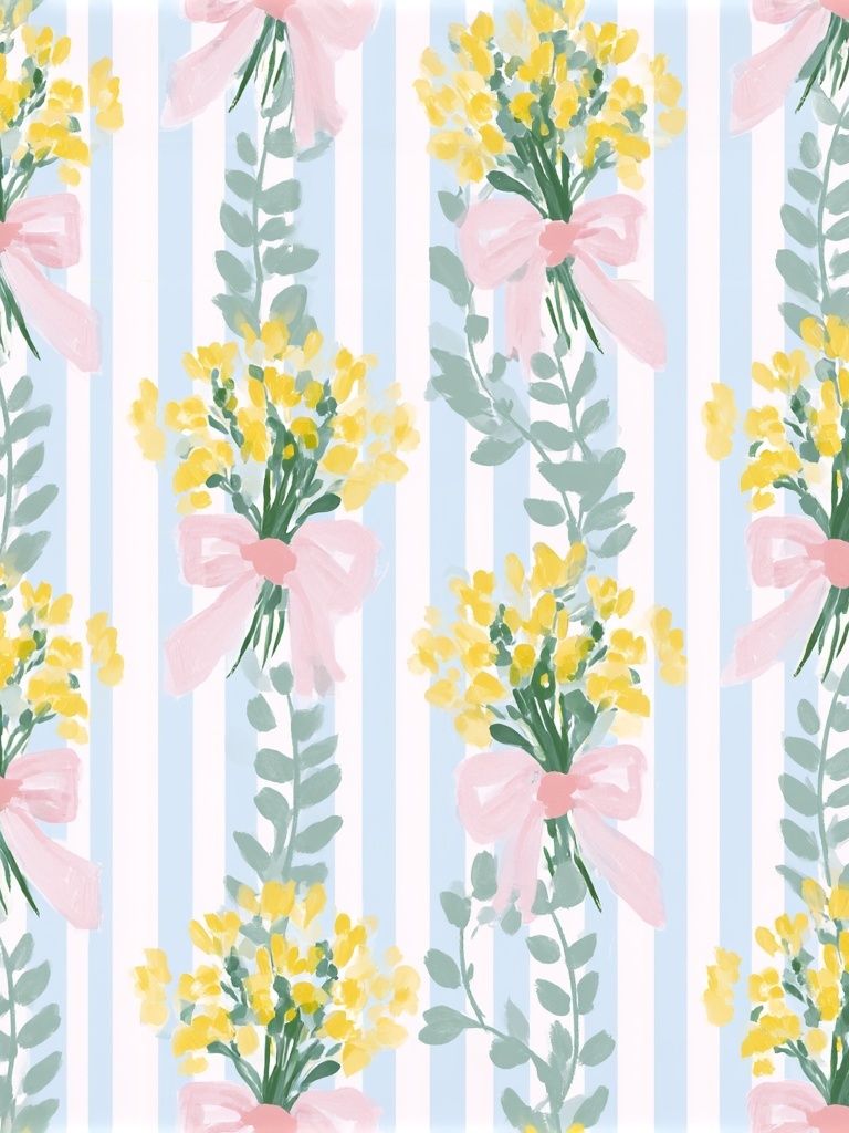 Pastel Floral Stripe Pattern Poster. poster — botanical art