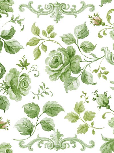 Green Floral Toile Pattern Poster. poster