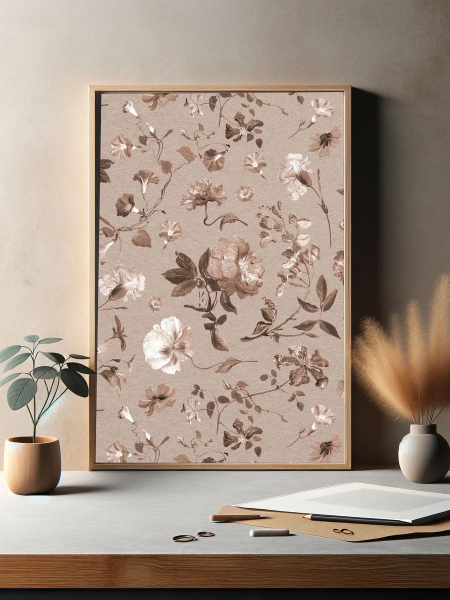 Retro flower pattern iPhone wallpaper. — room view 2