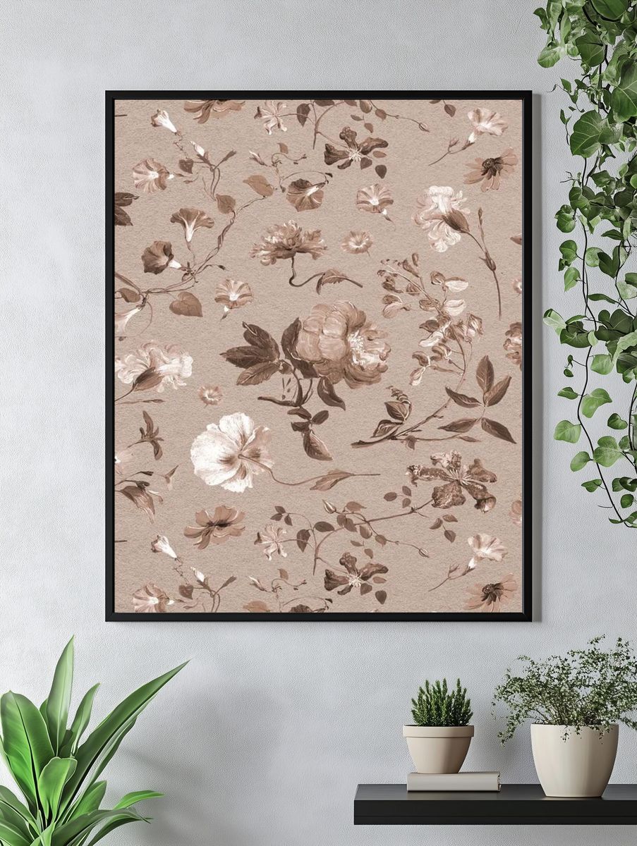 Retro flower pattern iPhone wallpaper. — room view 4
