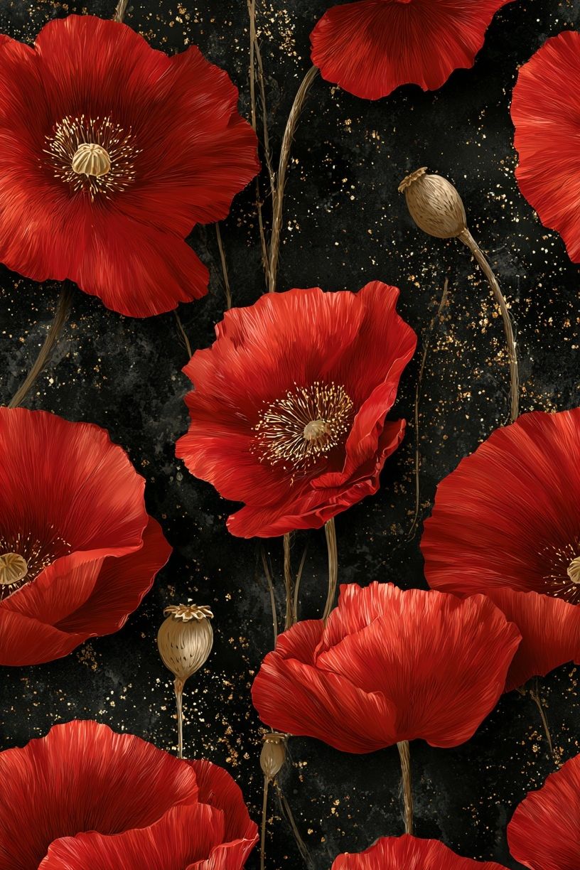 Red Poppy Bloom Botanical Print. poster detail