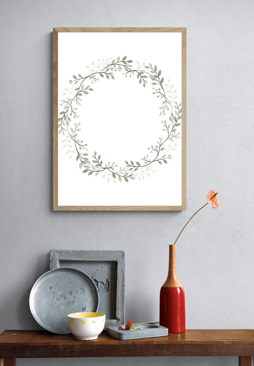 Botanical Wreath Minimalist Print. — room view 3