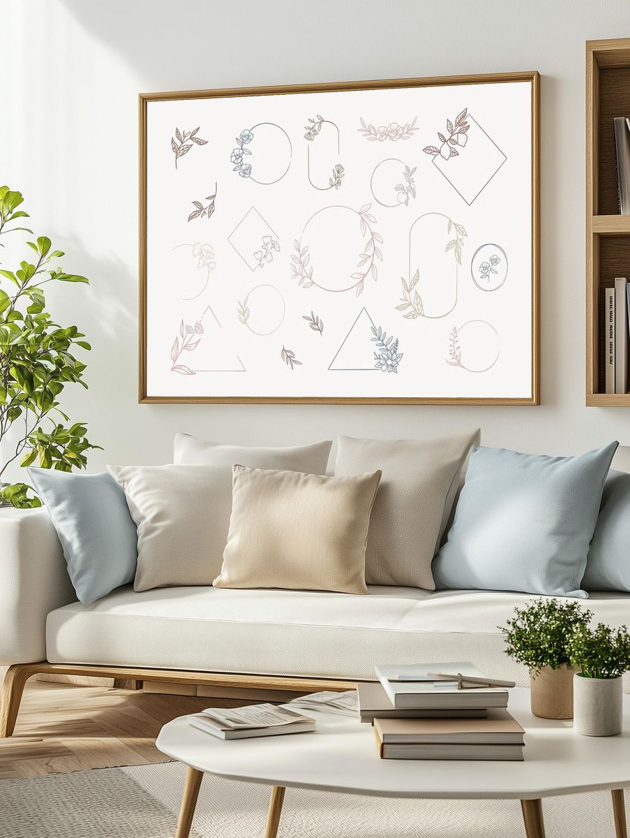 Monochrome Floral Pattern Print. — room view 2