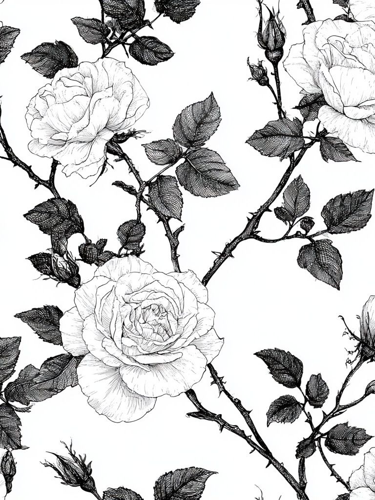 Black Rose Botanical Print. poster detail