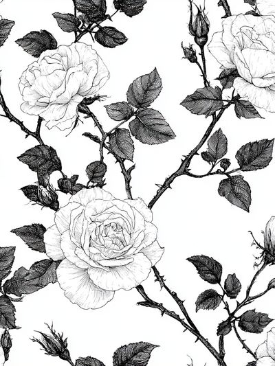 Black Rose Botanical Print.