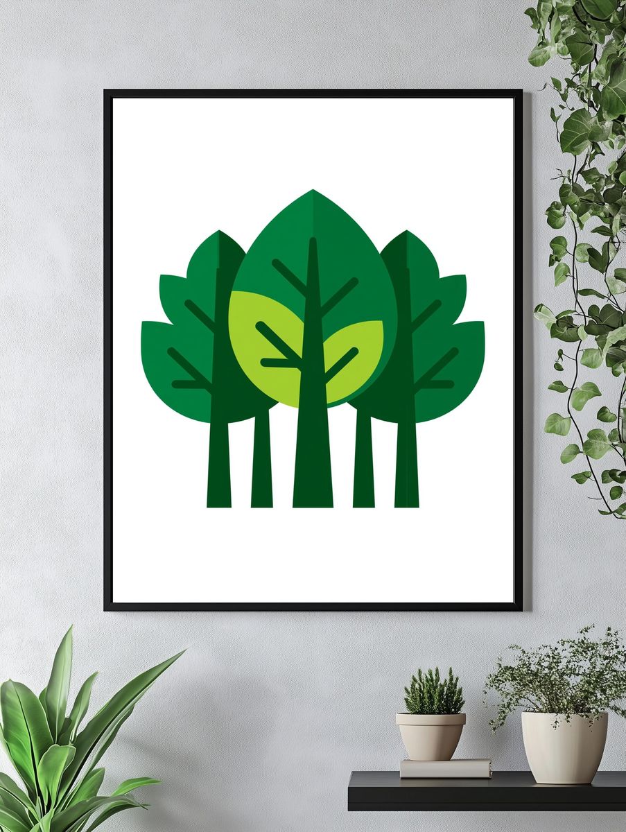 Green Forest Trees Illustration Poster. — room view 4