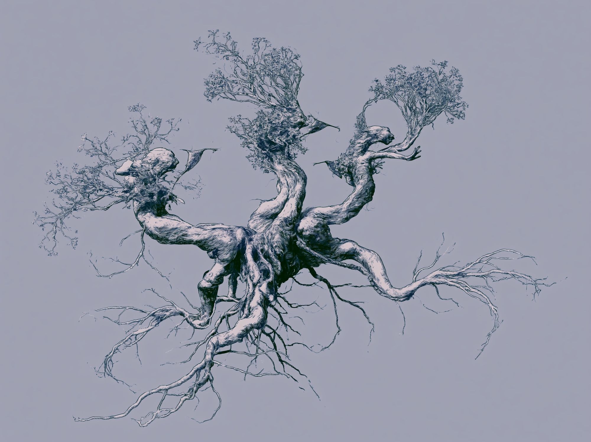 Ancient Tree Roots Illustration Poster. poster — botanical art