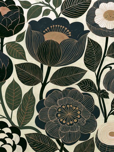 Dark Floral Botanical Poster.