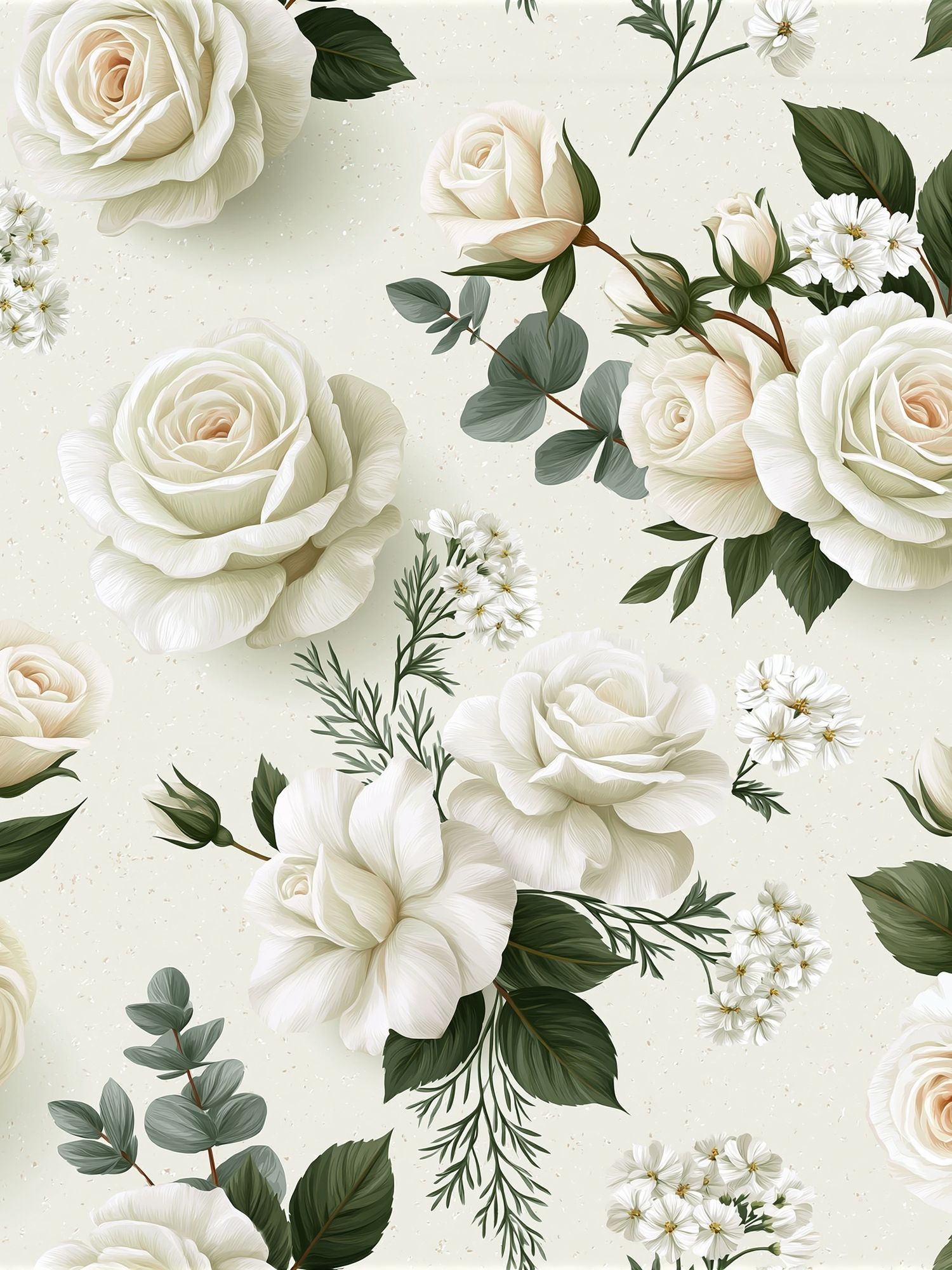 White Roses Botanical Print. poster detail