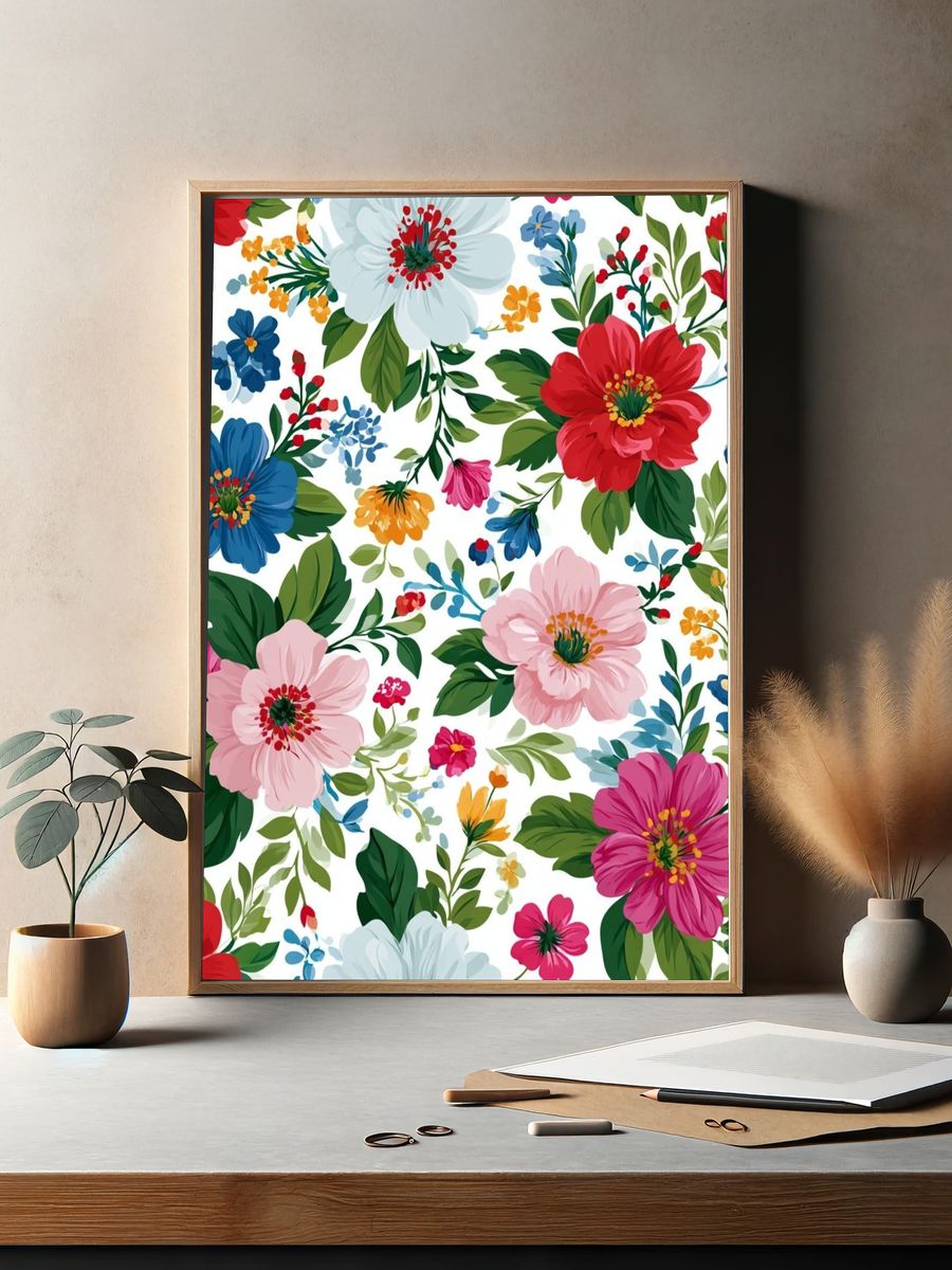 Colorful Floral Pattern Print. — room view 2