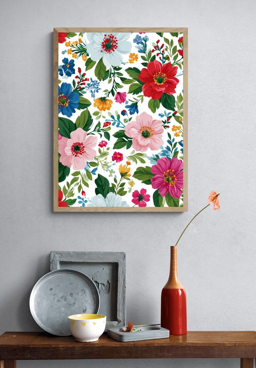 Colorful Floral Pattern Print. — room view 3