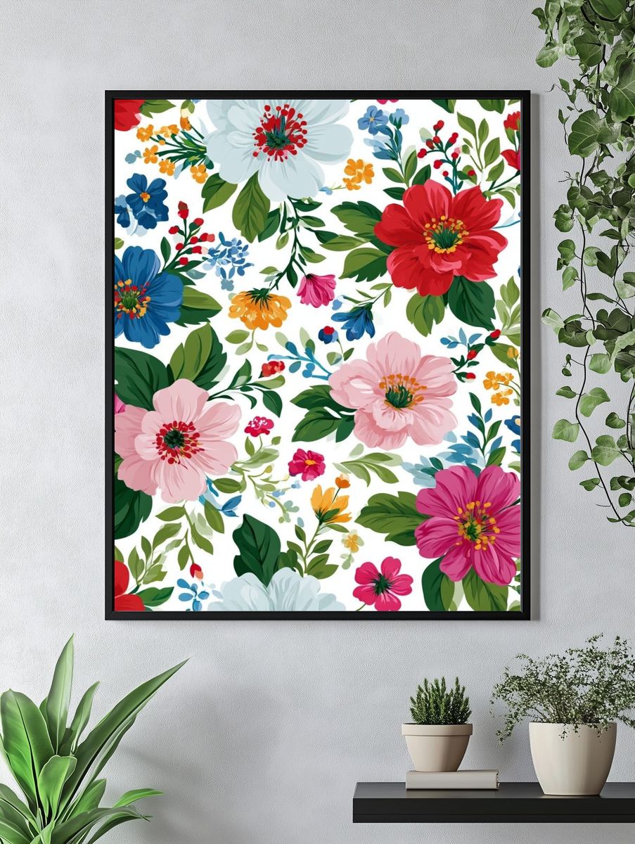 Colorful Floral Pattern Print. — room view 4