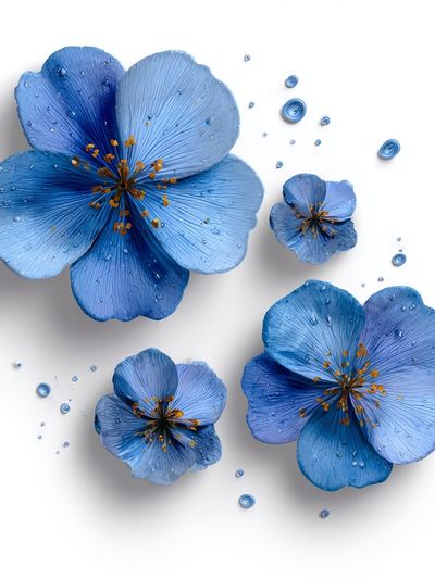 Blue Floral Botanical Print.