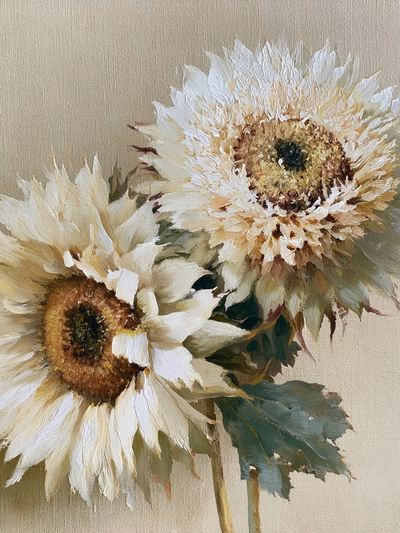White Sunflowers Botanical Poster.