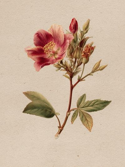 Vintage Pink Flower Botanical Print. poster print