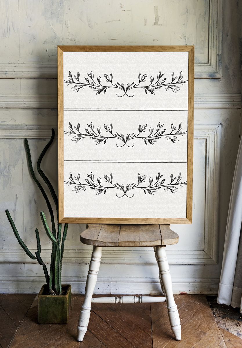 Botanical Laurel Line Art Poster. room preview