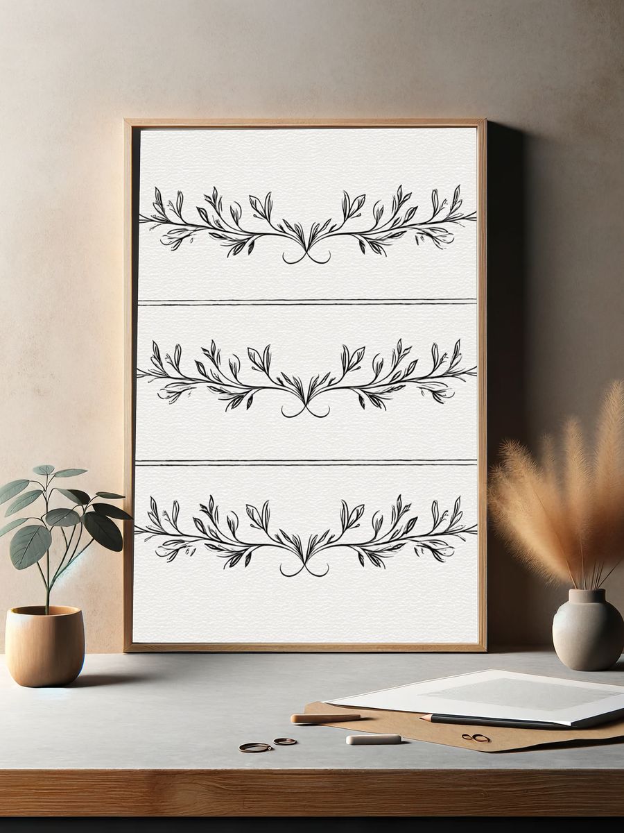 Botanical Laurel Line Art Poster. — room view 2