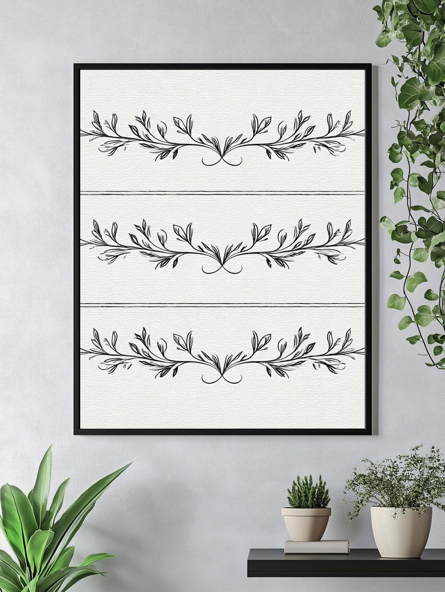 Botanical Laurel Line Art Poster. — room view 4