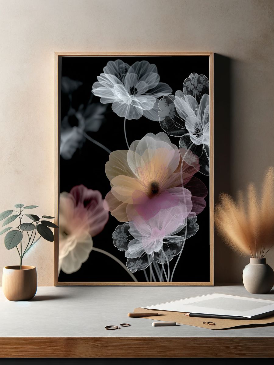 Translucent Floral Abstract Poster. — room view 2