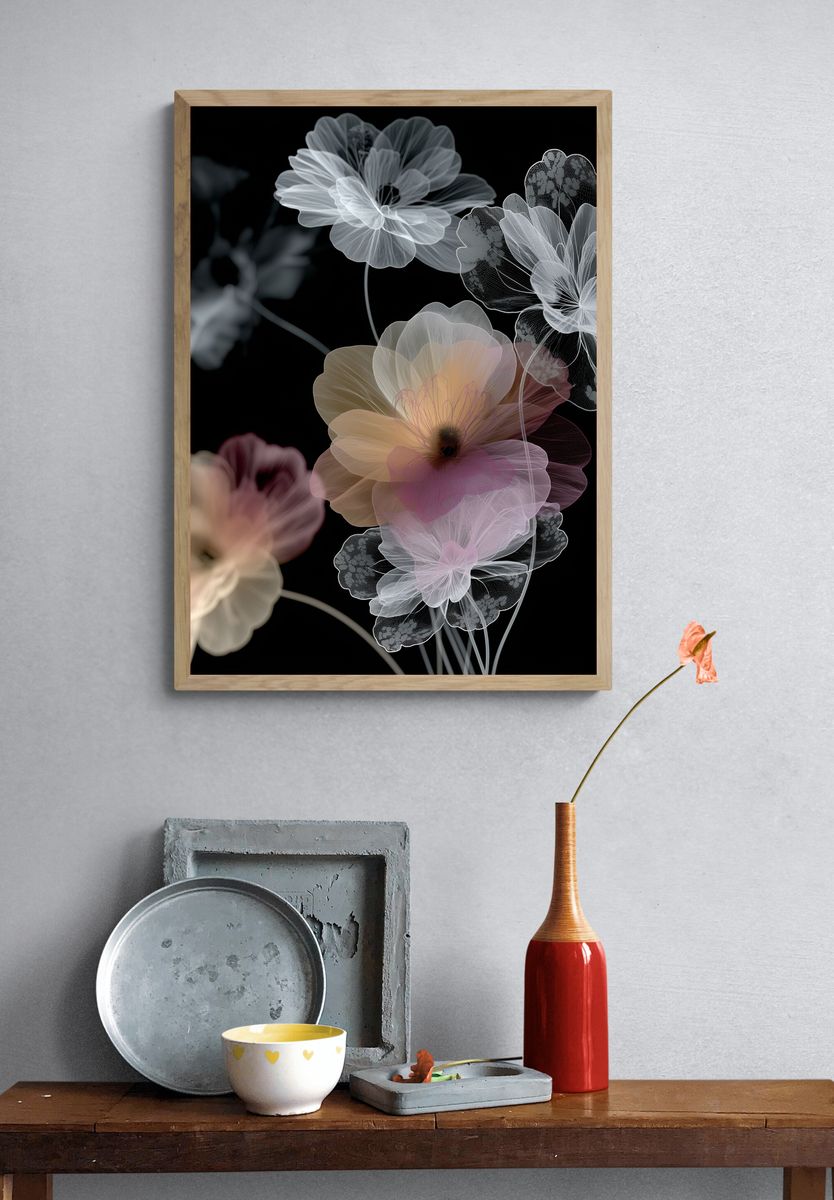 Translucent Floral Abstract Poster. — room view 3