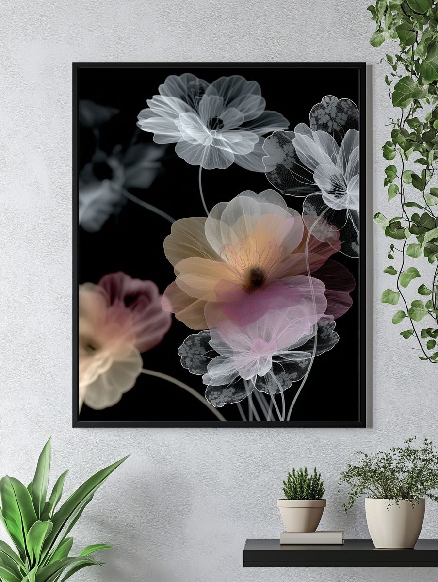 Translucent Floral Abstract Poster. — room view 4