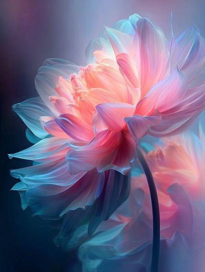 Dreamy Neon Flower Illustration Poster.